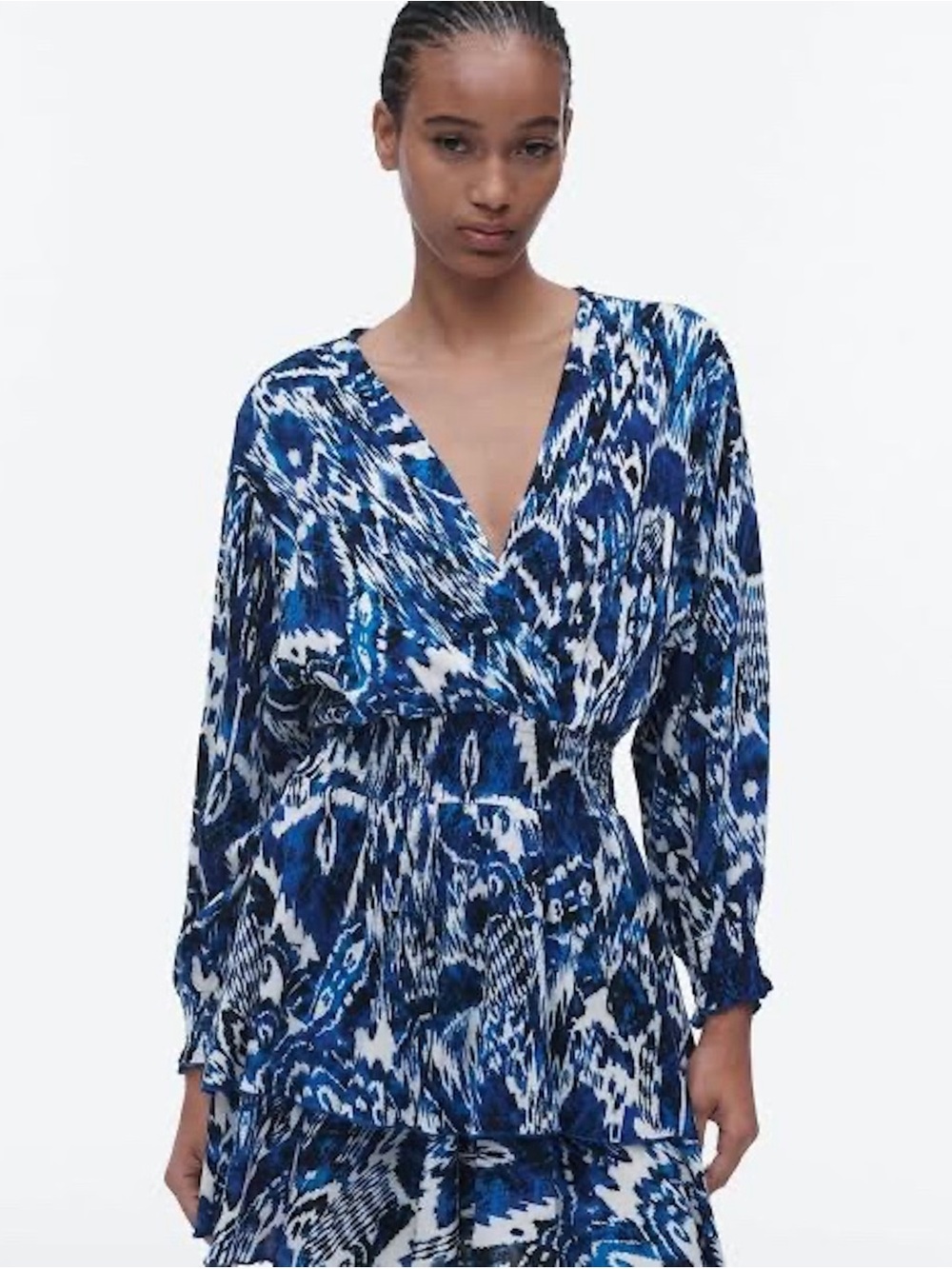 NWT Zara Geometric  Blue White Mini Waistband Dress